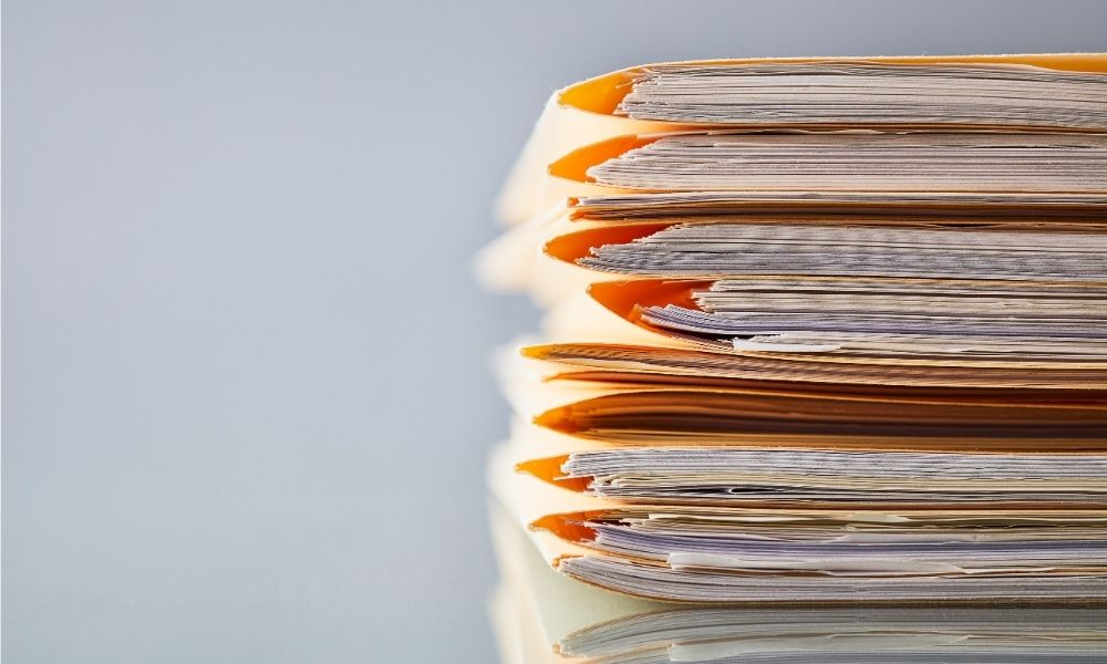 Stack of file folders.